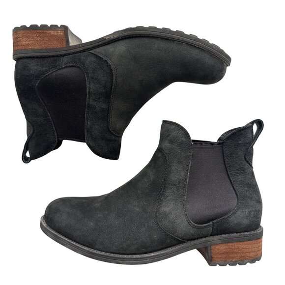 UGG Australia Bonham Chelsea Ankle Boots Black Suede Womens Size